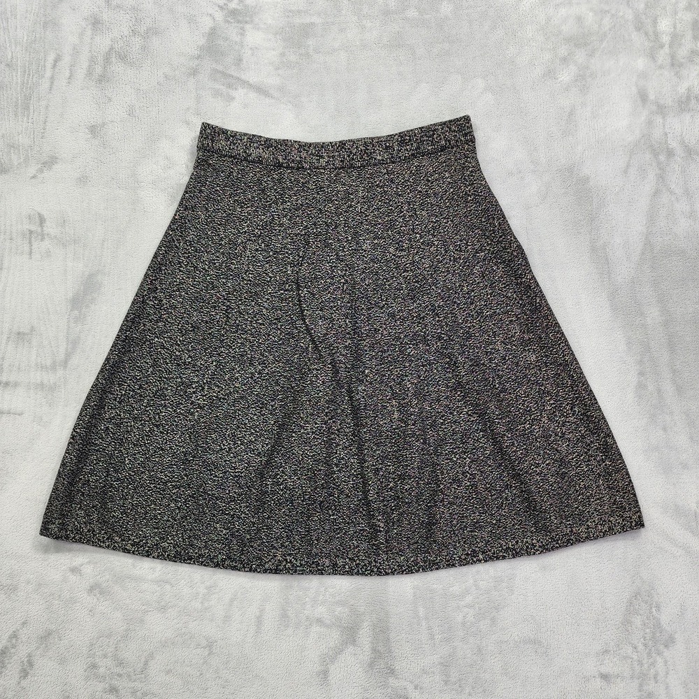 NEW‎ Nanette Lepore Skirt Womens M Black Gold Metallic Knit A-Line Party Shimmer